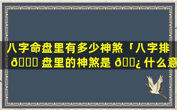 八字命盘里有多少神煞「八字排 🐎 盘里的神煞是 🌿 什么意思」